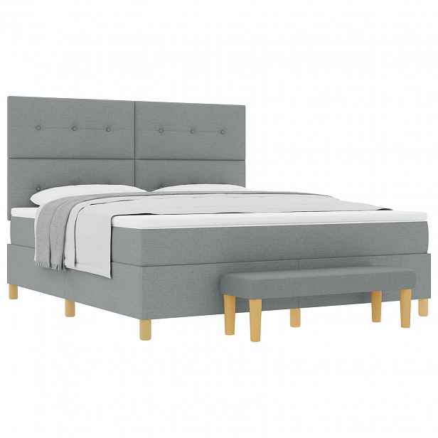 vidaXL Postel s boxspringem s čelo Světle šedá 200 x 180 cm textil