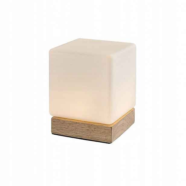 Čtvercová stolní noční lampa skleněná kostka Led