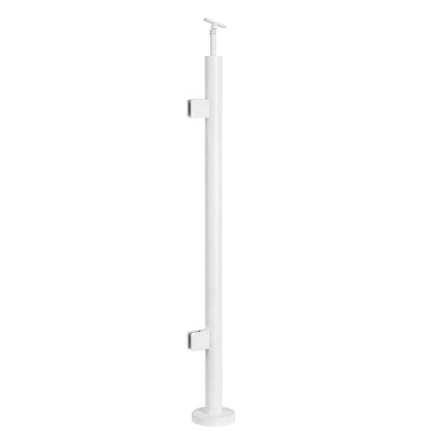 Startovací sloupek pro skleněné zábradlí 110 cm Bílý fi 42 mm Loft