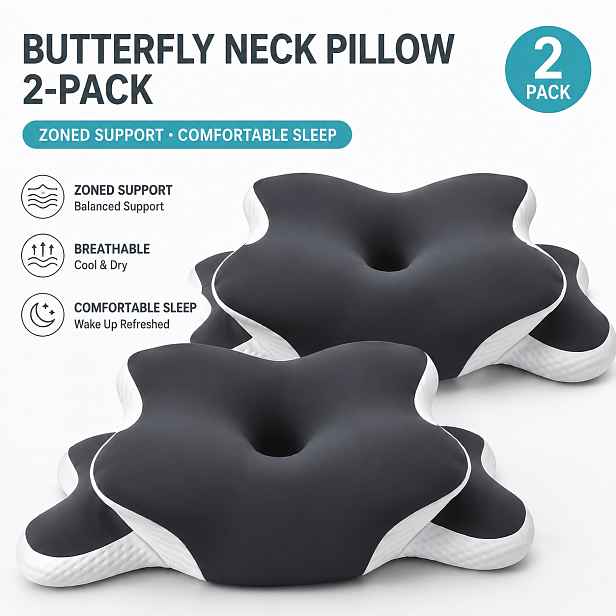 TEMU 2ks Motýlkový Polštář na Krk, Uvolňuje Tlak na Krk, Ergonomická Podpora Krku, Vhodný pro Spáče na Boku, Zádech a Břiše, Ideální Dárek