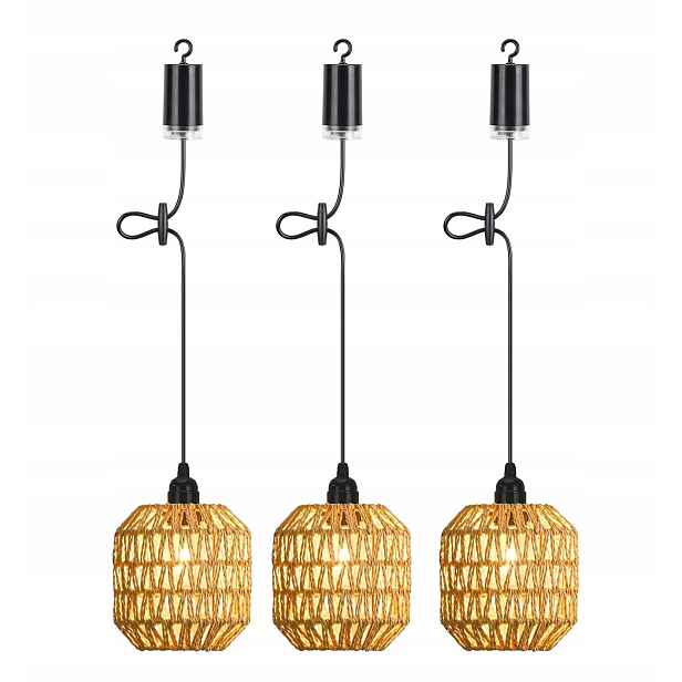 Venkovní Ratanová Lampa boho 3 ks zahradní závěsná balkon dálkový ovladač rP