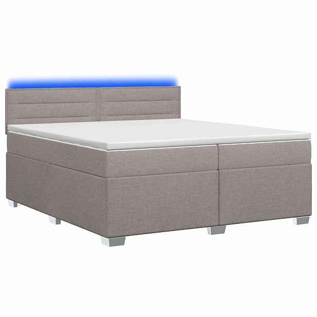 vidaXL Box spring postel s matrací a LED Taupe 200 x 200 cm Textil