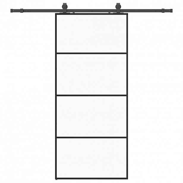 vidaXL Posuvné dveře se sadou kování černé 90x205 cm ESG Glass