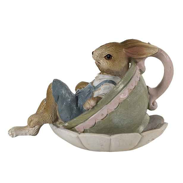 Dekorace Králíček v šálku - 11*8*7 cm Clayre & Eef