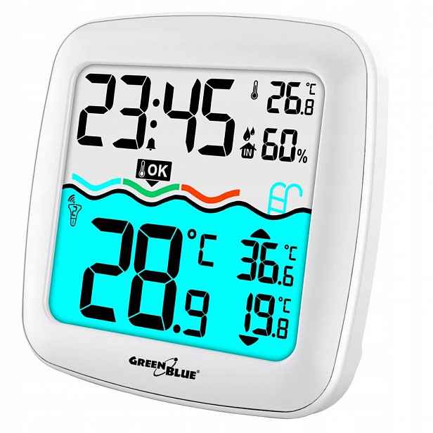Greenblue Meteorologická Stanice GB216 S Bazénovým Teploměrem Pro Dům A Zahradu