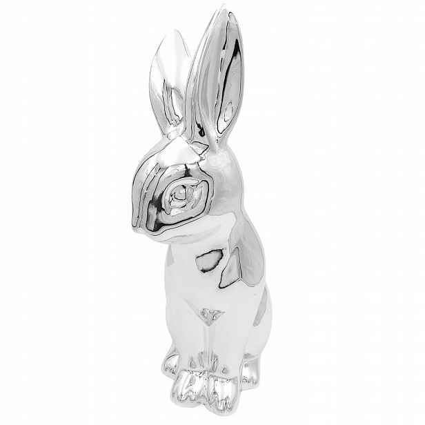 Králík Králíček Velikonoční Vánoční Dekorace Velká Figurka 40 cm Stříbrná