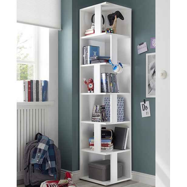 Rohový regál s přihrádkami Corner Shelf, bílý