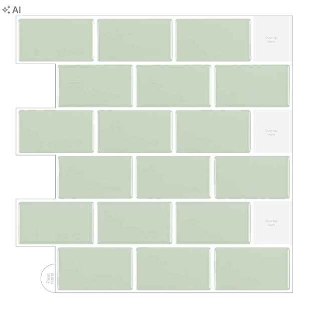 Samolepky na dlaždice samolepící 3D dlaždice zelené sada 10ks 30,5x30,5cm