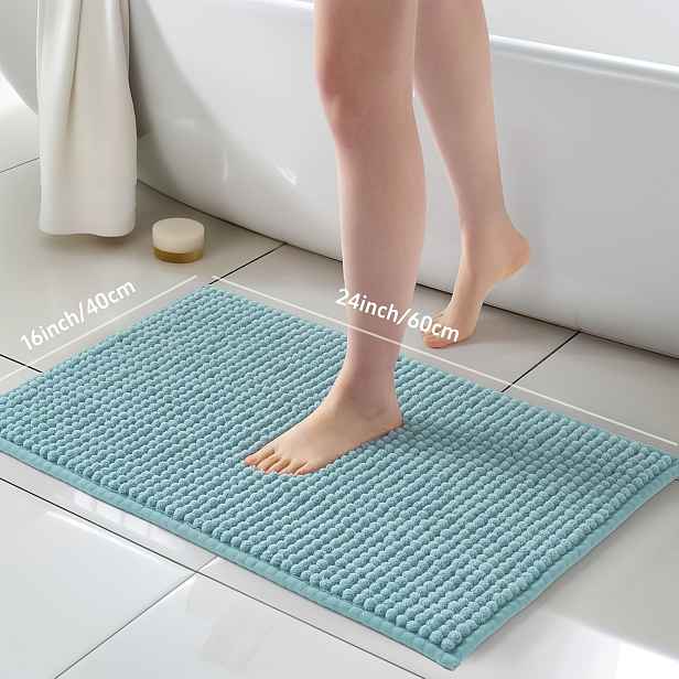 TEMU Koupelnové koberce Chenille, měkký krátký plyšový koupelnový koberec, měkká sprchová podložka, voděodolná sprchová podložka, rychleschnoucí,