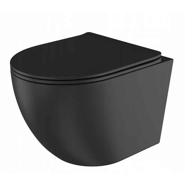 Černá Závěsná Wc Mísa S Bezpřírubovou Deskou Via