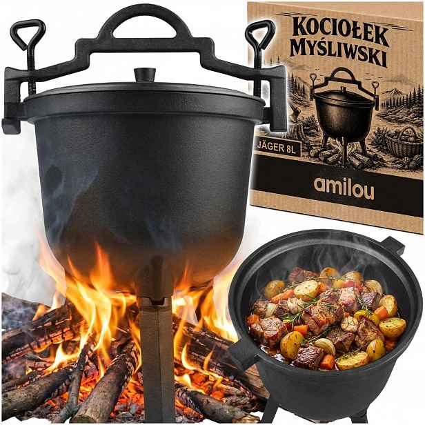 Litinový Kotlík 8 L, Maďarský Lovecký Hrnec Na Pečeně, Ohniště, Gril