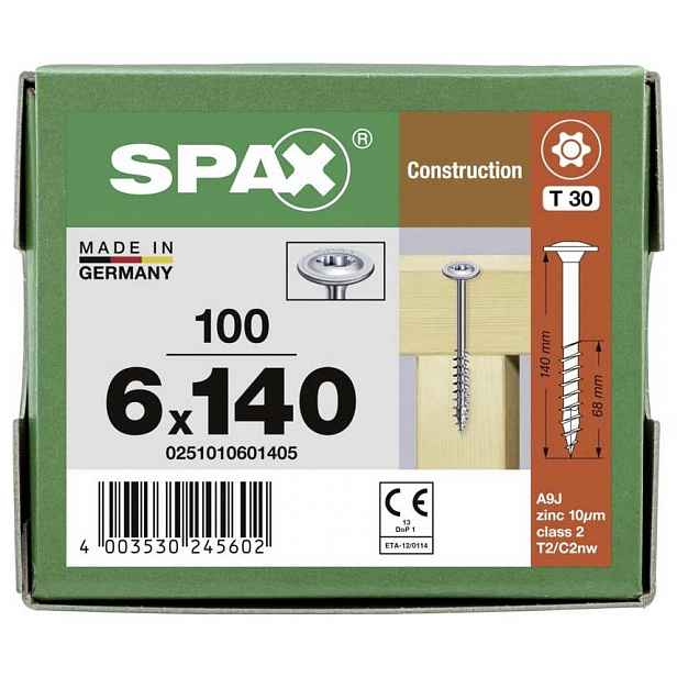 Tesařské Vruty 6x140 Spax Do Dřeva Torx 100 Ks