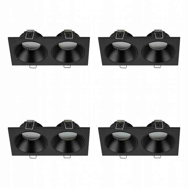 Tk Lighting Sada 4x Dvojitá zapuštěná lampa černá, kov 2xGU10 IP65