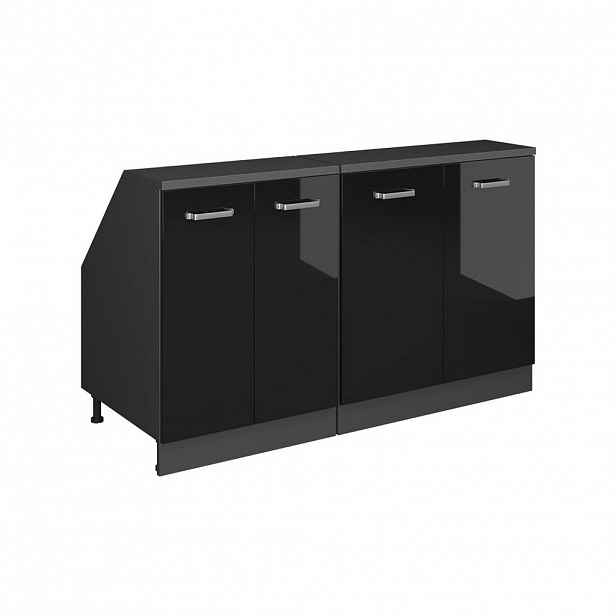 Vicco SADA SKŘÍNÍ PRO ŠIKMOU STŘECHU Rion Černý vysoký lesk 140 cm Sada 2 korpusů skříně hloubka 60 cm