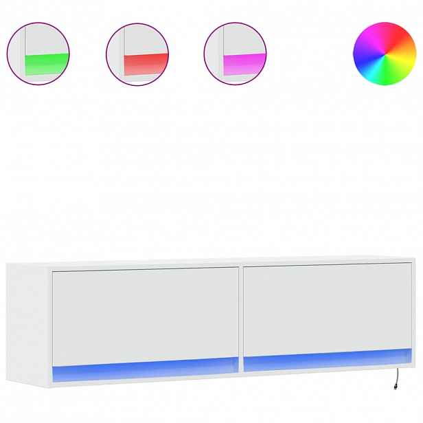 vidaXL Nástěnná TV skříňka s LED osvětlením bílá 140 x 31 x 38 cm