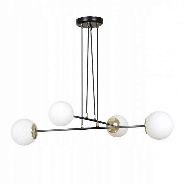 Závěsná lampa Ognis 4 Black elegantní, stínidla, černá/zlatá