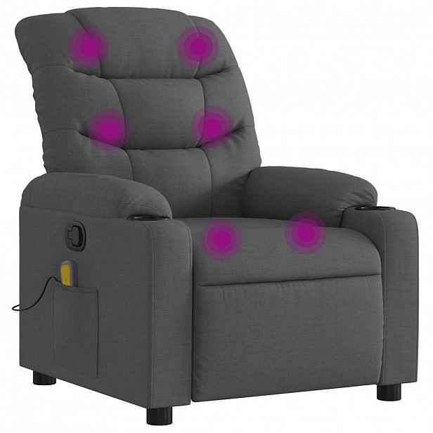 vidaXL Masážní polohovací křeslo tmavě šedé textil