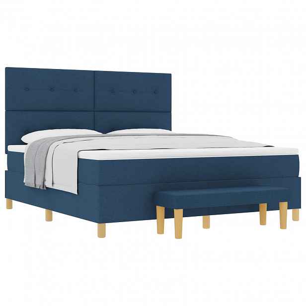 vidaXL Postel s boxspringem s polštářem Modrá 200 x 180 cm textil
