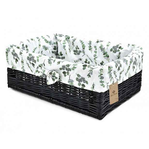 Černá proutěná skříňka s vložkou do ložnice obývacího pokoje Koš 30x20 H12 cm