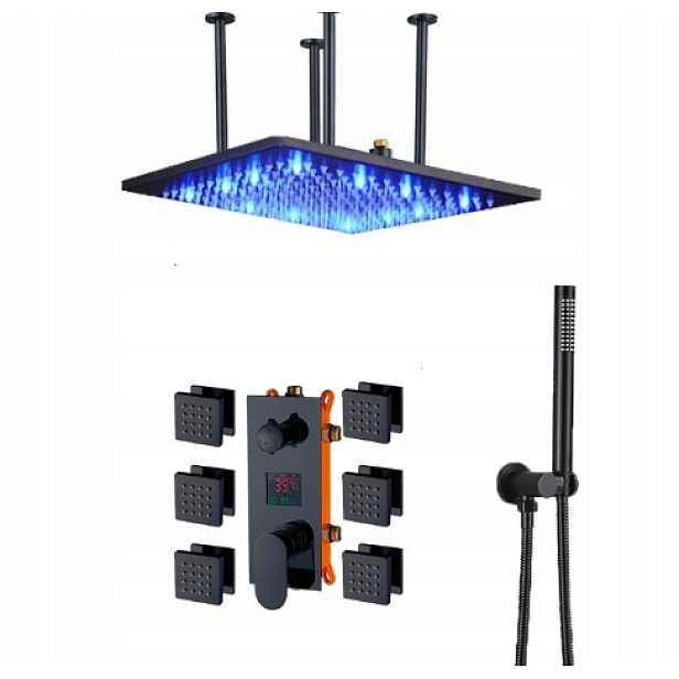 Podomítkový Set Hydromasáž Dešťová Sprcha 50 cm Led