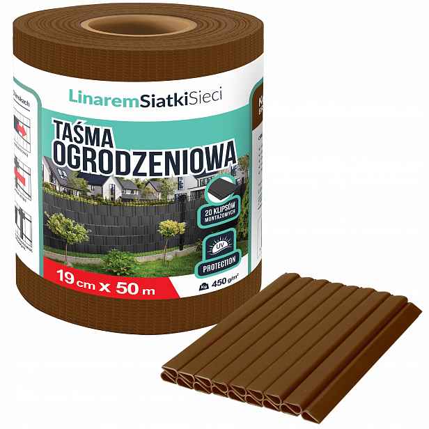 Stínící Panelové Pásy 19 cm x 50 m Uv Kryt Na Plotové Panely Plot Hnědý