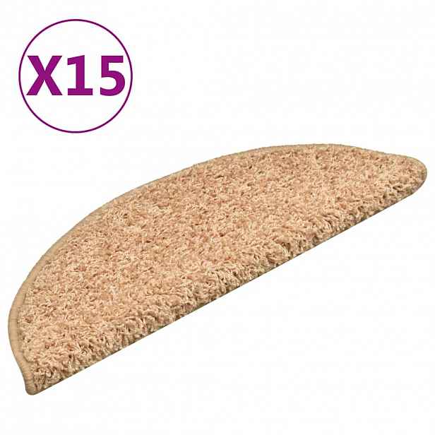 vidaXL Schodové rohože 15 ks 56 x 17 x 3 cm zlaté půlkulaté