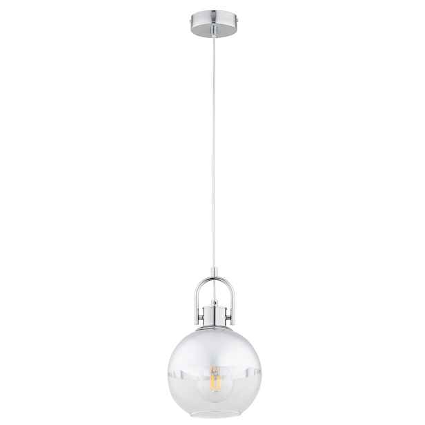 Alfa Závěsná lampa Skleněná koule Chrom 1xE27 95 cm Derol