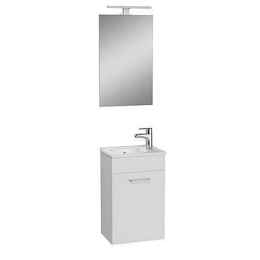 Koupelnová skříňka s umyvadlem zrcadlem a osvětlením Vitra Mia 39x61x28 cm bílá lesk