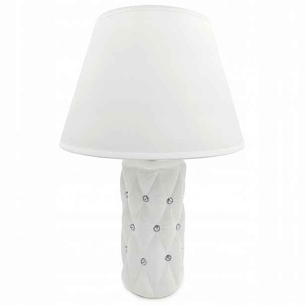 Stolní Lampa Bílá Noční Lampa S Krystaly, Moderní