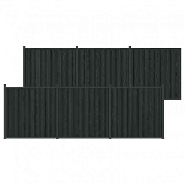 vidaXL Plotový panel 6 ks 1055 x 186,5 cm WPC a hliník Černá