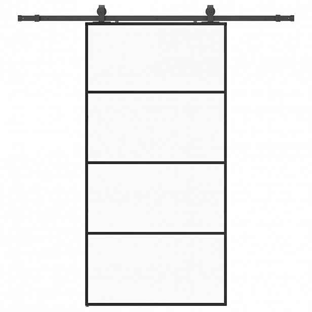 vidaXL Posuvné dveře se sadou kování černé 102,5x205 cm ESG Glass