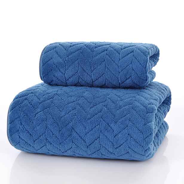 TEMU 2dílná luxusní sada osušek - Lehké a měkké, rychleschnoucí mikrovlákno, moderní pruhovaný design, obsahuje 1 osušku do koupele, 1 ruční osušku,