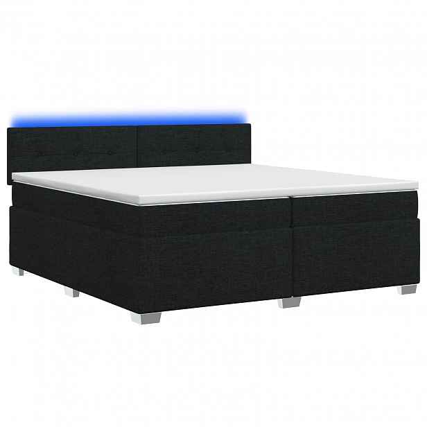vidaXL Box spring postel s matrací a LED Černá 200 x 200 cm Textil