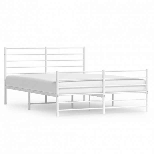 vidaXL Kovový rám postele s hlavovým a nožním čelem bílý 150 x 200 cm