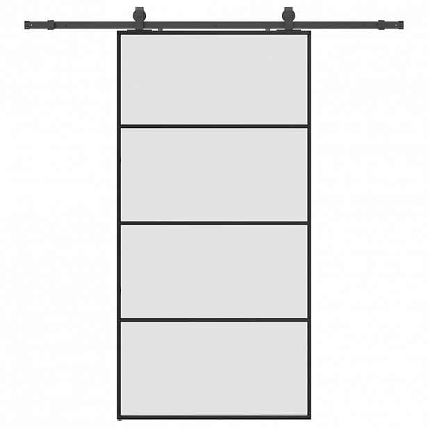 vidaXL Posuvné dveře se sadou kování černé 102,5x205 cm ESG Glass