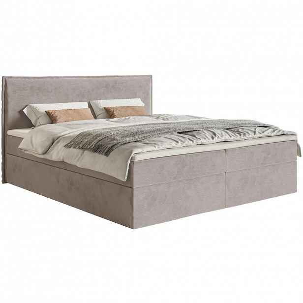 Selsey BOXSPRINGOVÁ POSTEL Softie taupe velur vodoodpudivý 160x200 cm