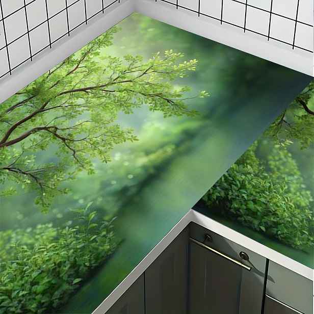 TEMU 1 ks extra velké samolepicí tapety 60x100 cm (23,62x39,4 palců) s zelené lesní krajiny, samolepicí tapeta do kuchyně, 2D plochá, odstranitelná a