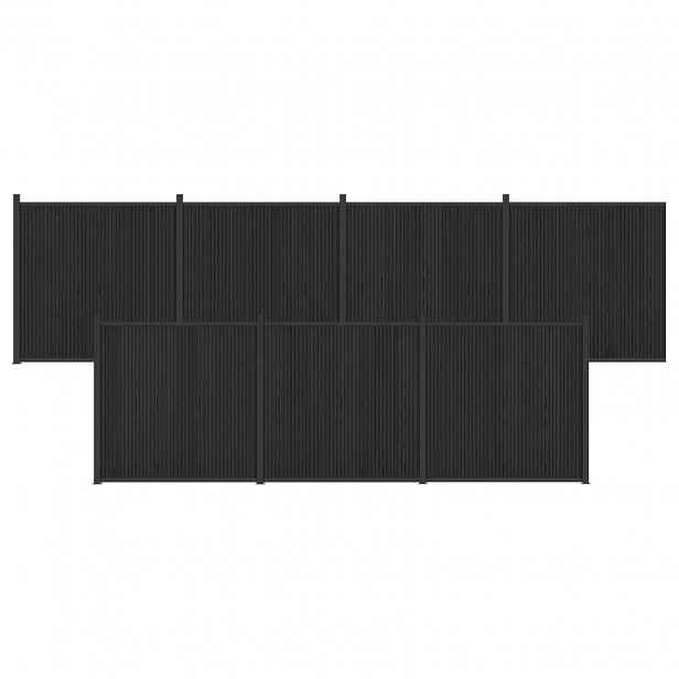 vidaXL Plotový panel 7 ks 1230 x 186,5 cm WPC a hliník Černá