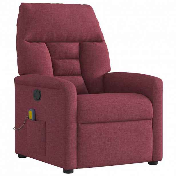 vidaXL Masážní polohovací křeslo vínové textil