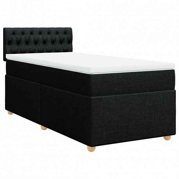 vidaXL Box spring postel s matrací černá 90x190 cm textil