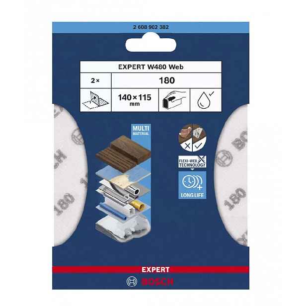Bosch - Brusný papír P180, 115x140 mm, 2 ks 2608902382