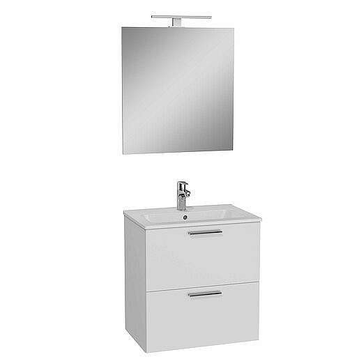 Koupelnová skříňka s umyvadlem zrcadlem a osvětlením Vitra Mia 59x61x39,5 cm bílá lesk