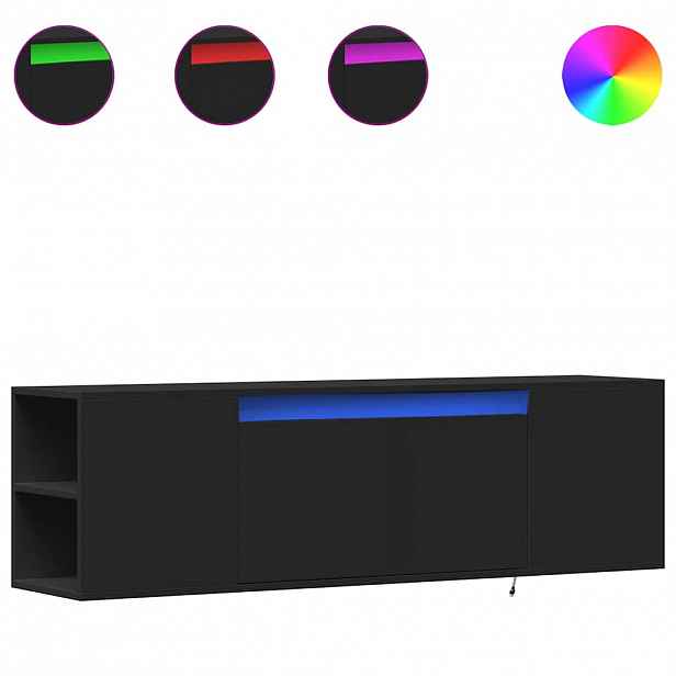 vidaXL Nástěnná TV skříňka s LED osvětlením černá 135 x 31 x 39,5 cm