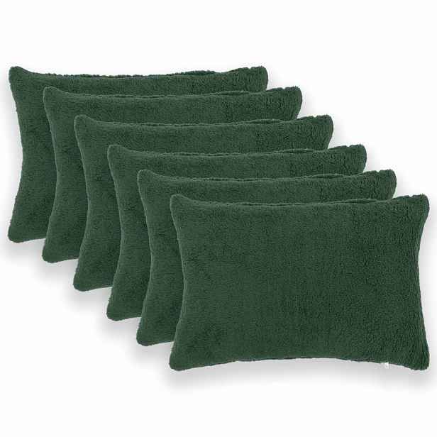 vidaXL Povlak na polštář 6 pcs HEERLEN Tmavě zelená 40 x 60 cm Bouclé