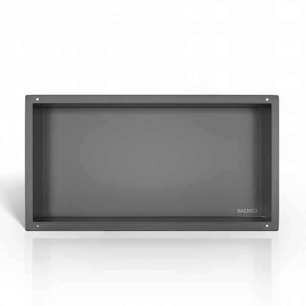 Wall-box No Rim Ocelová výklenková police Bezrámečková Gun Metal 60x30x10 cm