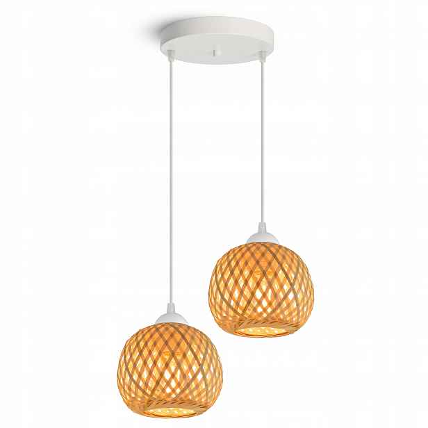 Závěsné Stropní Svítidlo Bambusová pletená Boho přírodní 583-EZ2 Led bílá