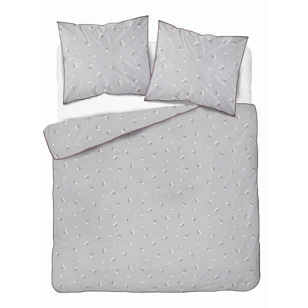 Povlečení z perkálu 160x200 šedé s drobnými bílými kvítky Soft Garden