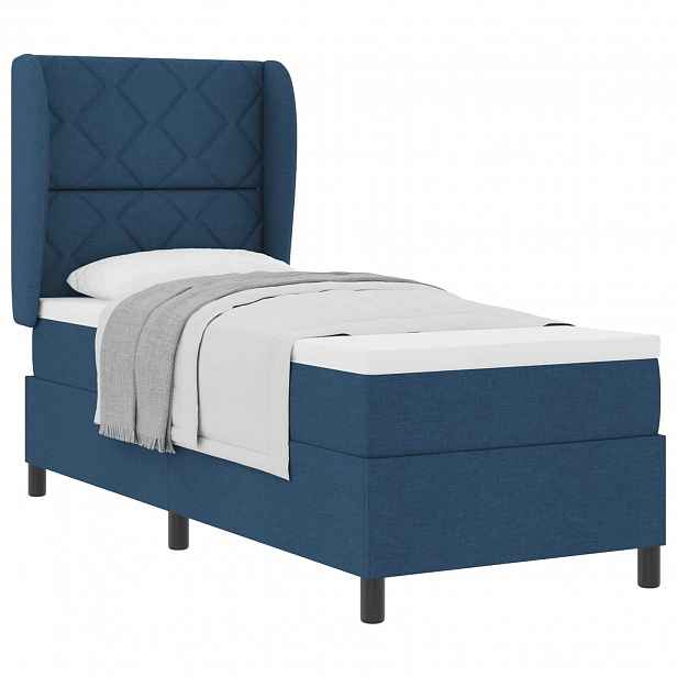 vidaXL Postel s boxspringem s čelo Modrá 80 x 200 cm textil