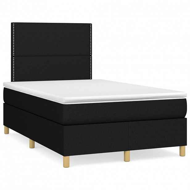 vidaXL Box spring postel s matrací černá 120x200 cm textil