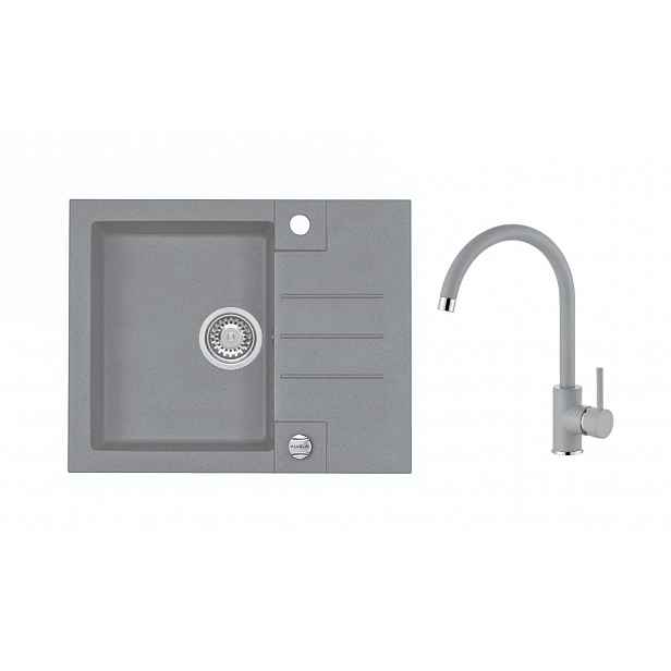 Alveus - Set dřezu Rock 30 a baterie Kati, s ovládáním odpadu, concrete SETA25872